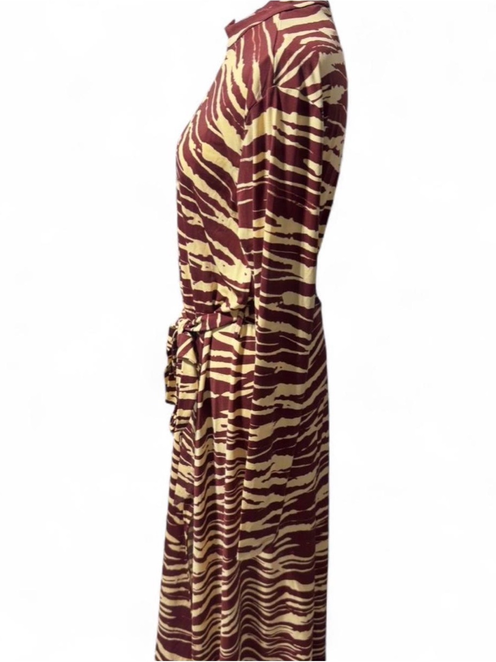 H&M Burgundy and Cream Zebra-Print Long Sleeve Maxi Dress XL - Picture 3 of 7